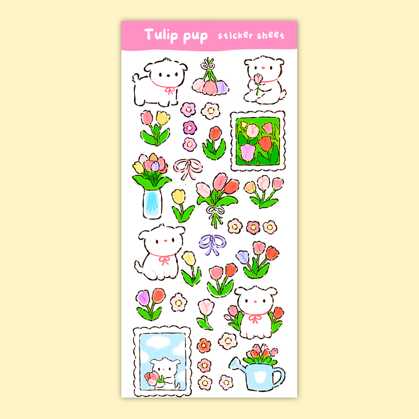 Tulip Puppy Sticker Sheet