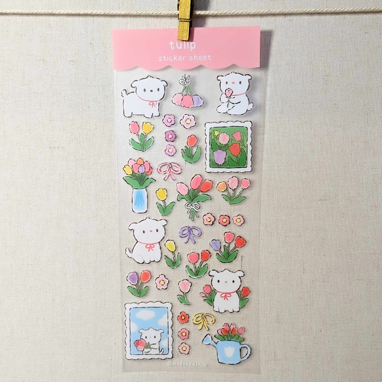 Tulip Puppy Sticker Sheet