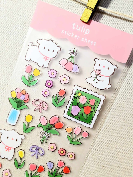 Tulip Puppy Sticker Sheet