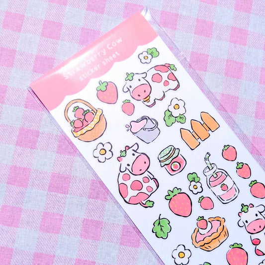 Strawberry Cow Sticker Sheet