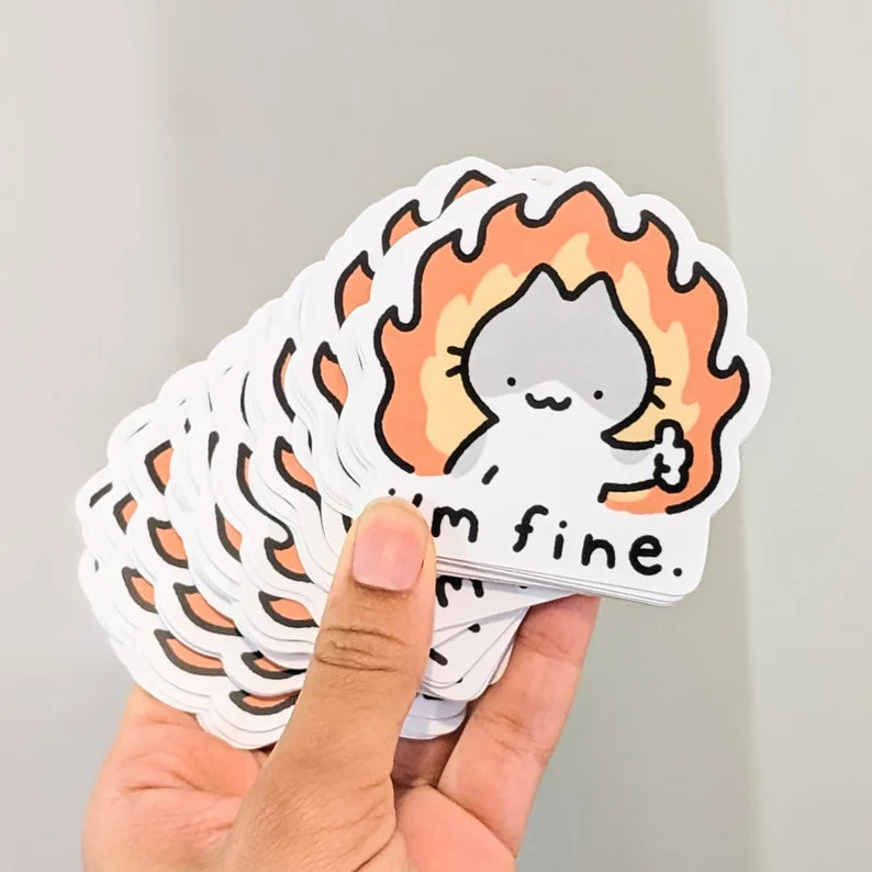 I'm Fine Cat Sticker