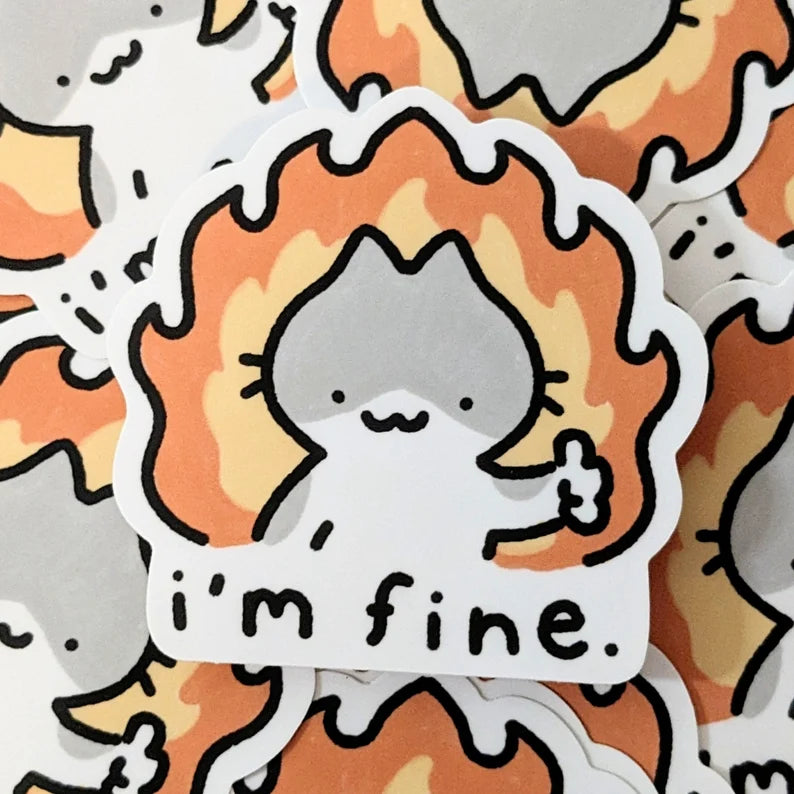 I'm Fine Cat Sticker
