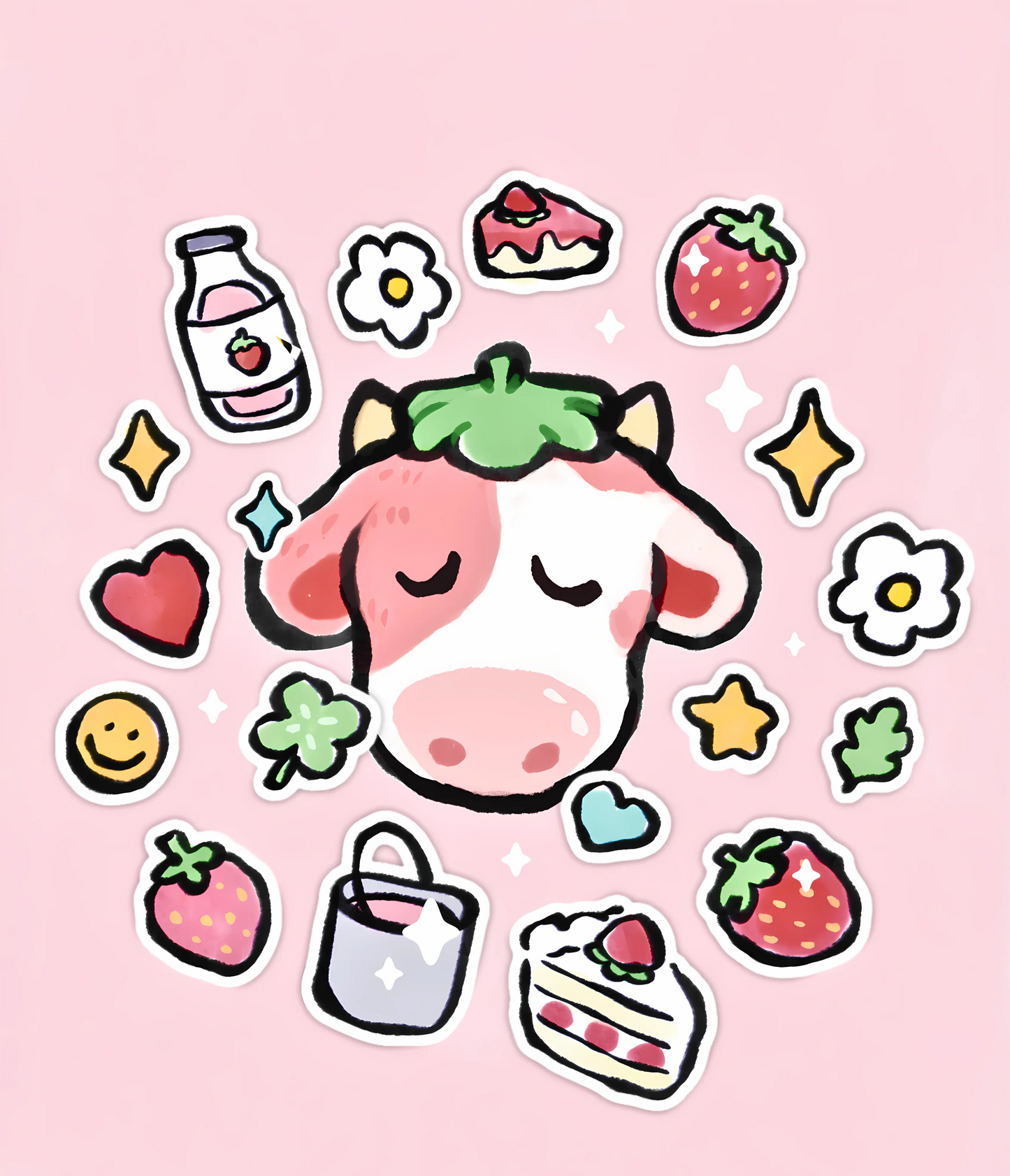 Strawberry Cow Sticker