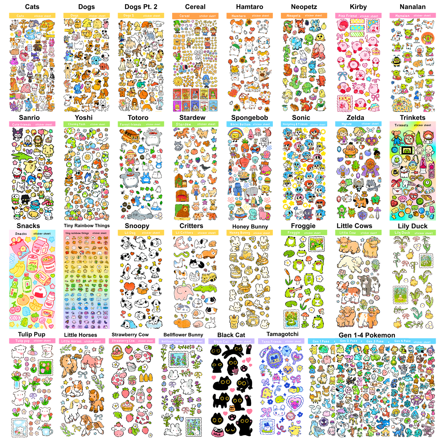 Sticker Sheets • Modoodles @ Table O16 • Anime Expo